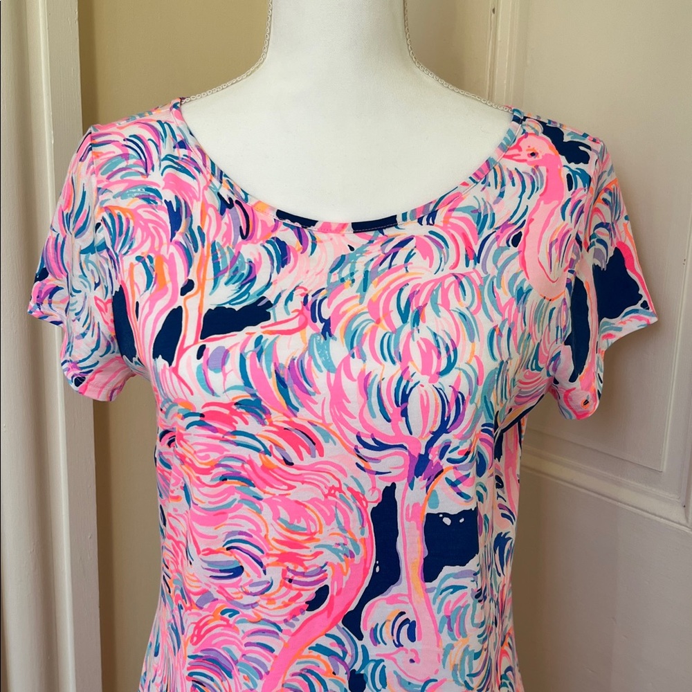 Lilly Pulitzer Marlowe Short Sleeve Pink, Navy Dress Size M - Picture 4 of 8